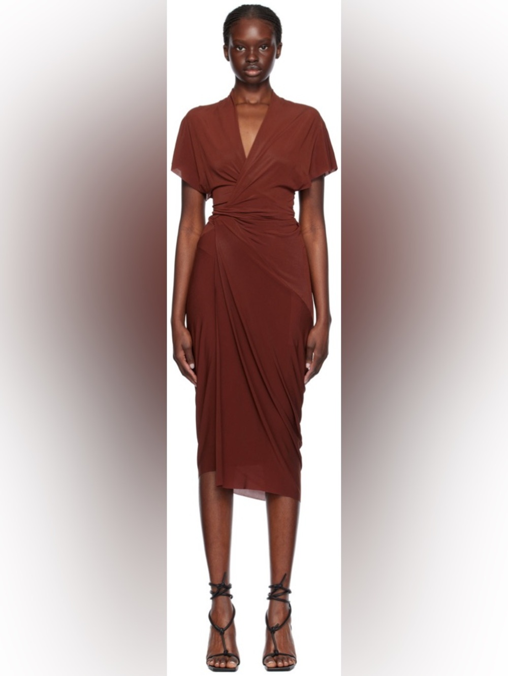 Rick Owens Brown Wrap Midi Dress